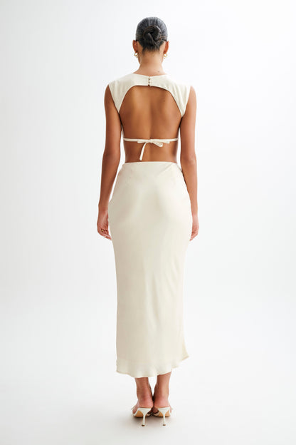 Jupe Maxi Satin Viviana - Ivoire