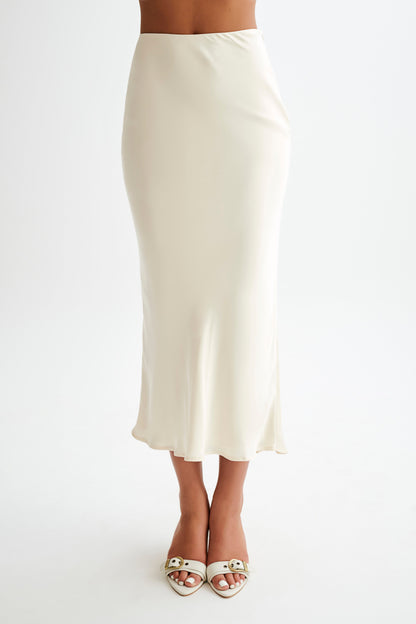 Jupe Maxi Satin Viviana - Ivoire