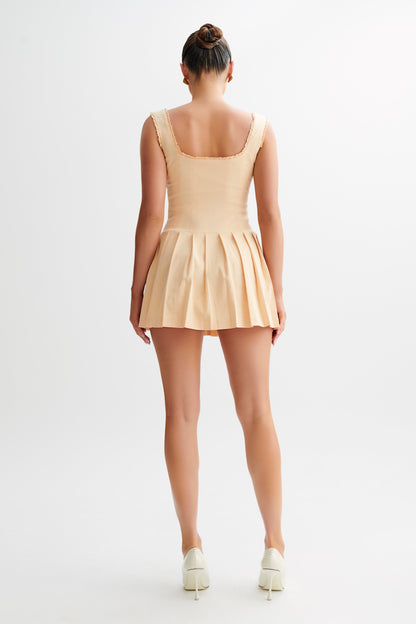 Mini-robe en coton à volants Donna - Pêche