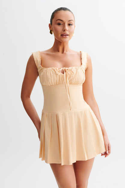 Mini-robe en coton à volants Donna - Pêche