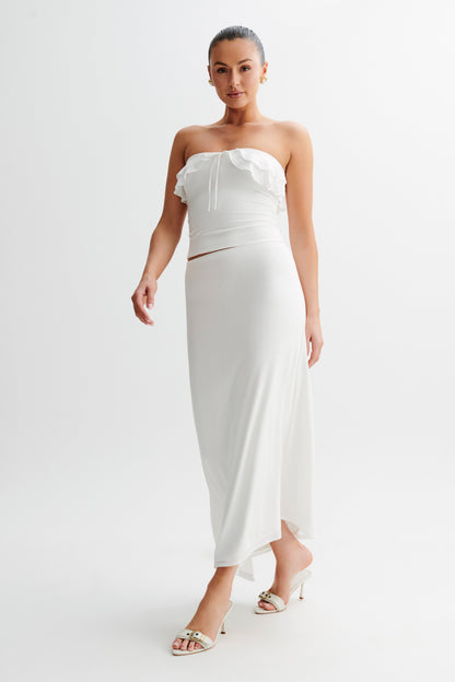 Jupe Maxi Asymétrique et Étroite Bea - Blanche