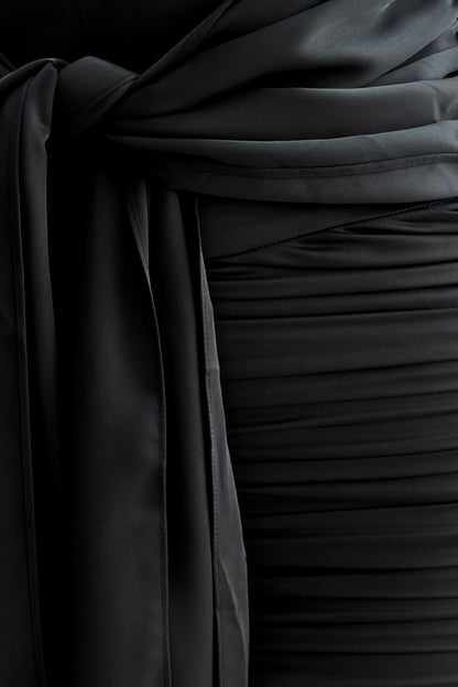 Mini-robe en satin et mousseline de soie Ambrosi - Noir