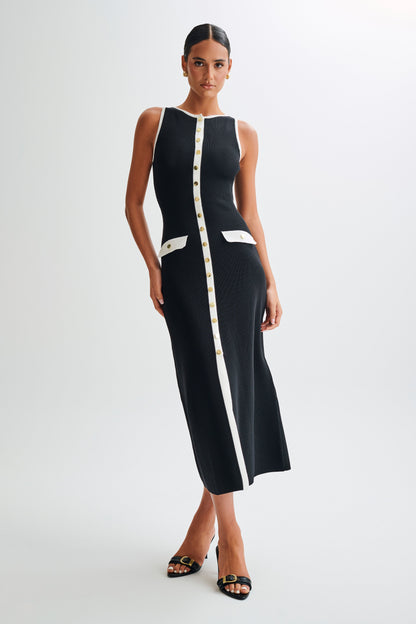 Robe Maxi Sans Manches Boutonnée Sawyer - Noir/Blanc