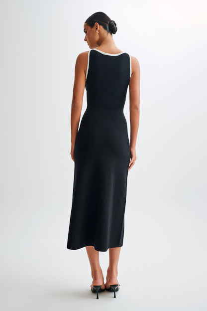 Robe Maxi Sans Manches Boutonnée Sawyer - Noir/Blanc