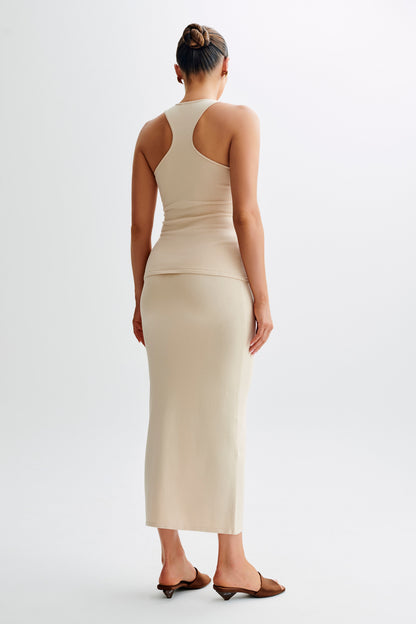 Jupe Maxi Tricot Boutonnée Maisie - Crème