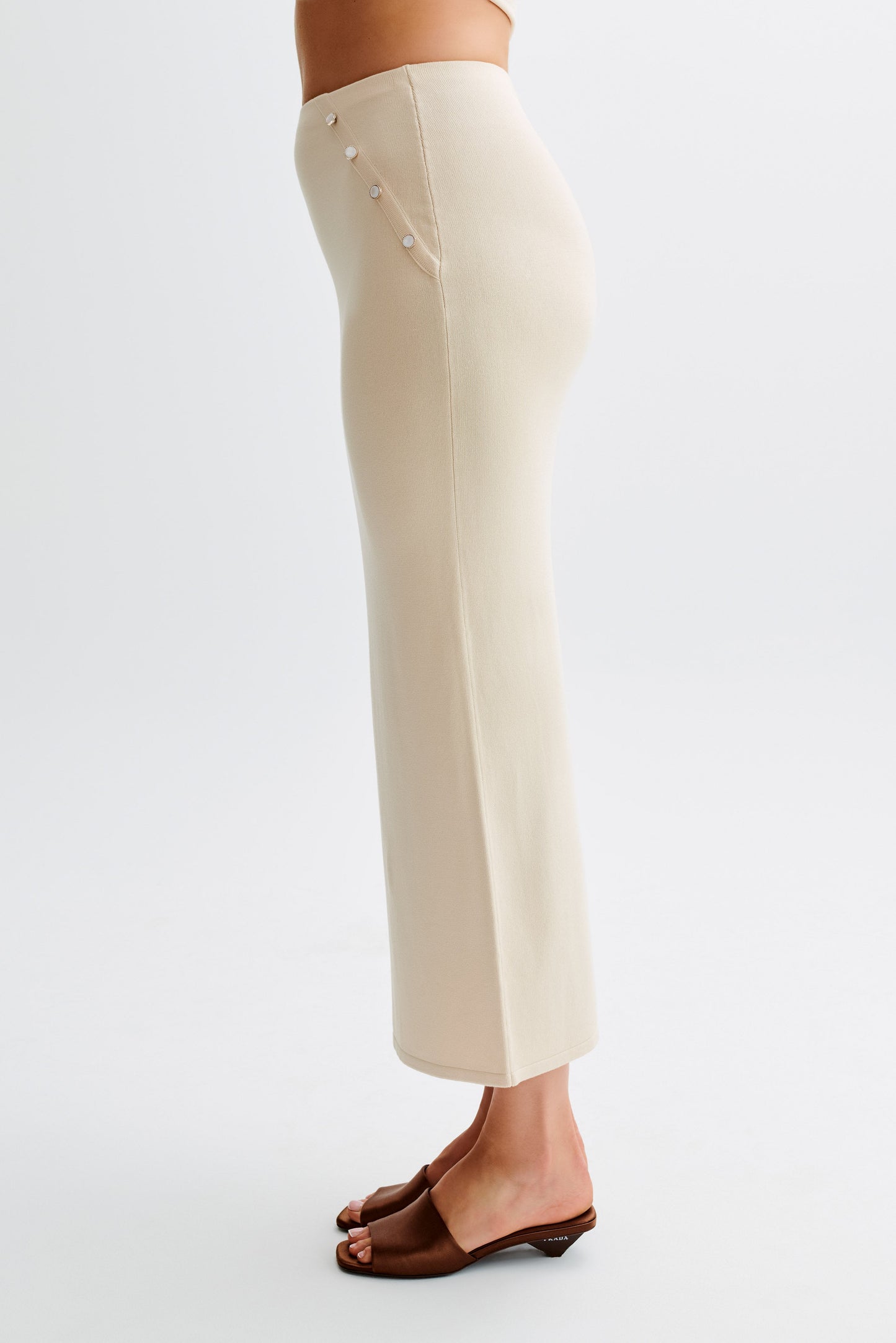 Jupe Maxi Tricot Boutonnée Maisie - Crème