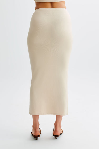Jupe Maxi Tricot Boutonnée Maisie - Crème