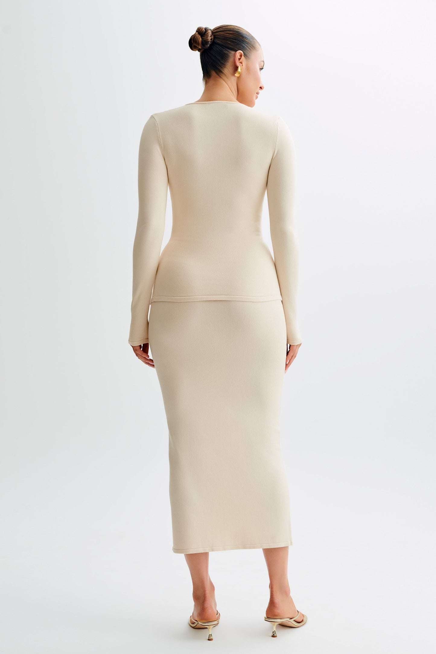 Jupe Maxi Tricot Boutonnée Maisie - Crème
