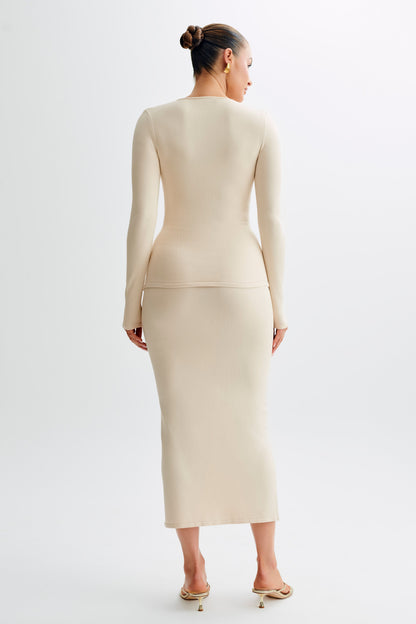 Jupe Maxi Tricot Boutonnée Maisie - Crème