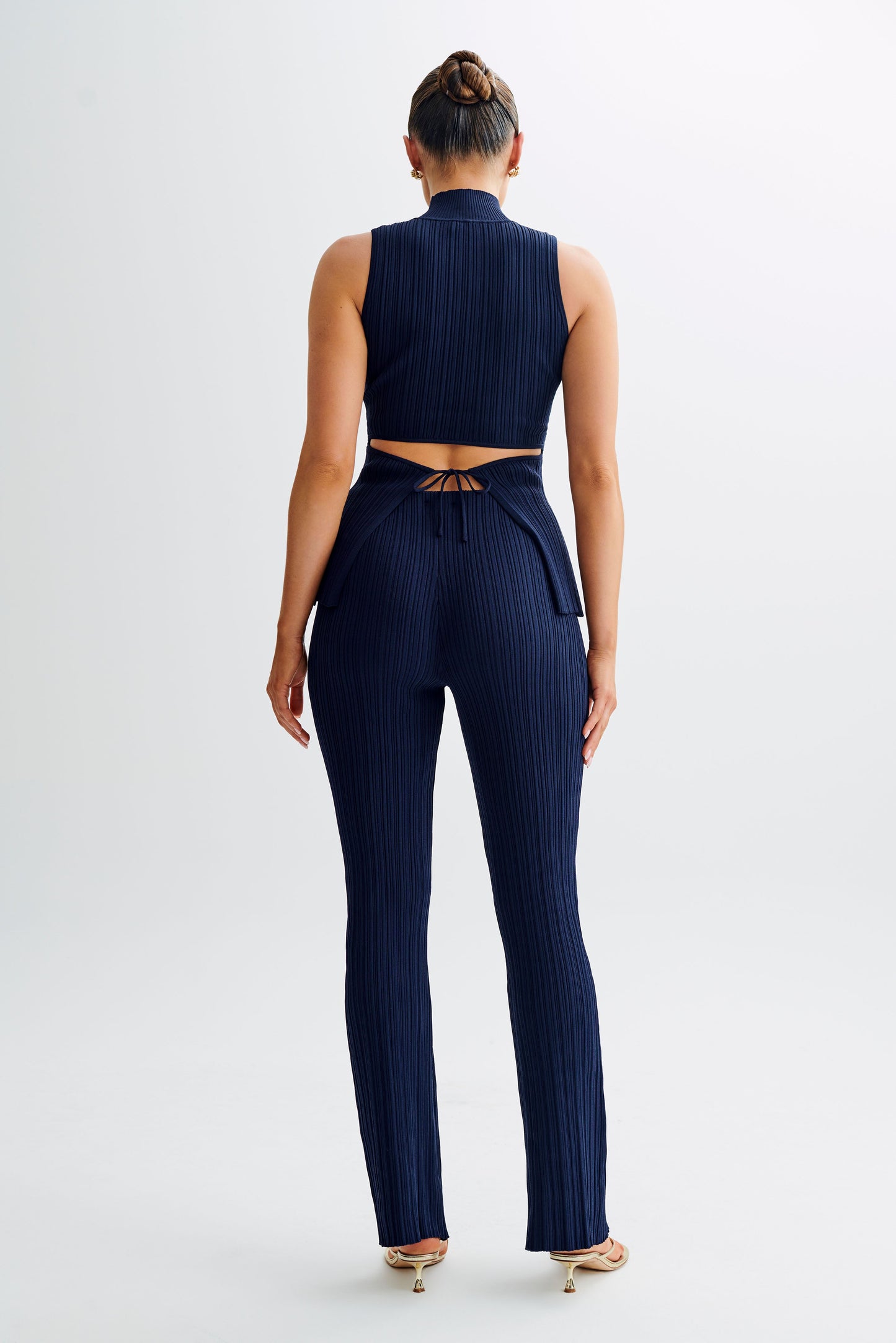 Pantalon côtelé à jambes droites Chiara - Bleu marine