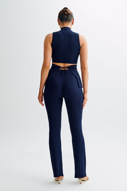 Pantalon côtelé à jambes droites Chiara - Bleu marine
