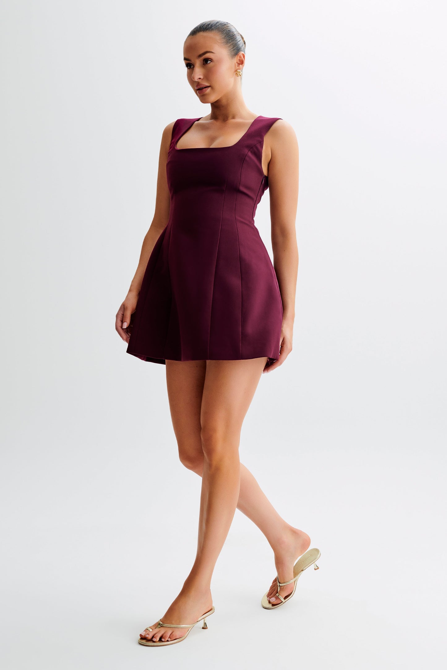 Mini-robe en crêpe Lysandre - Prune