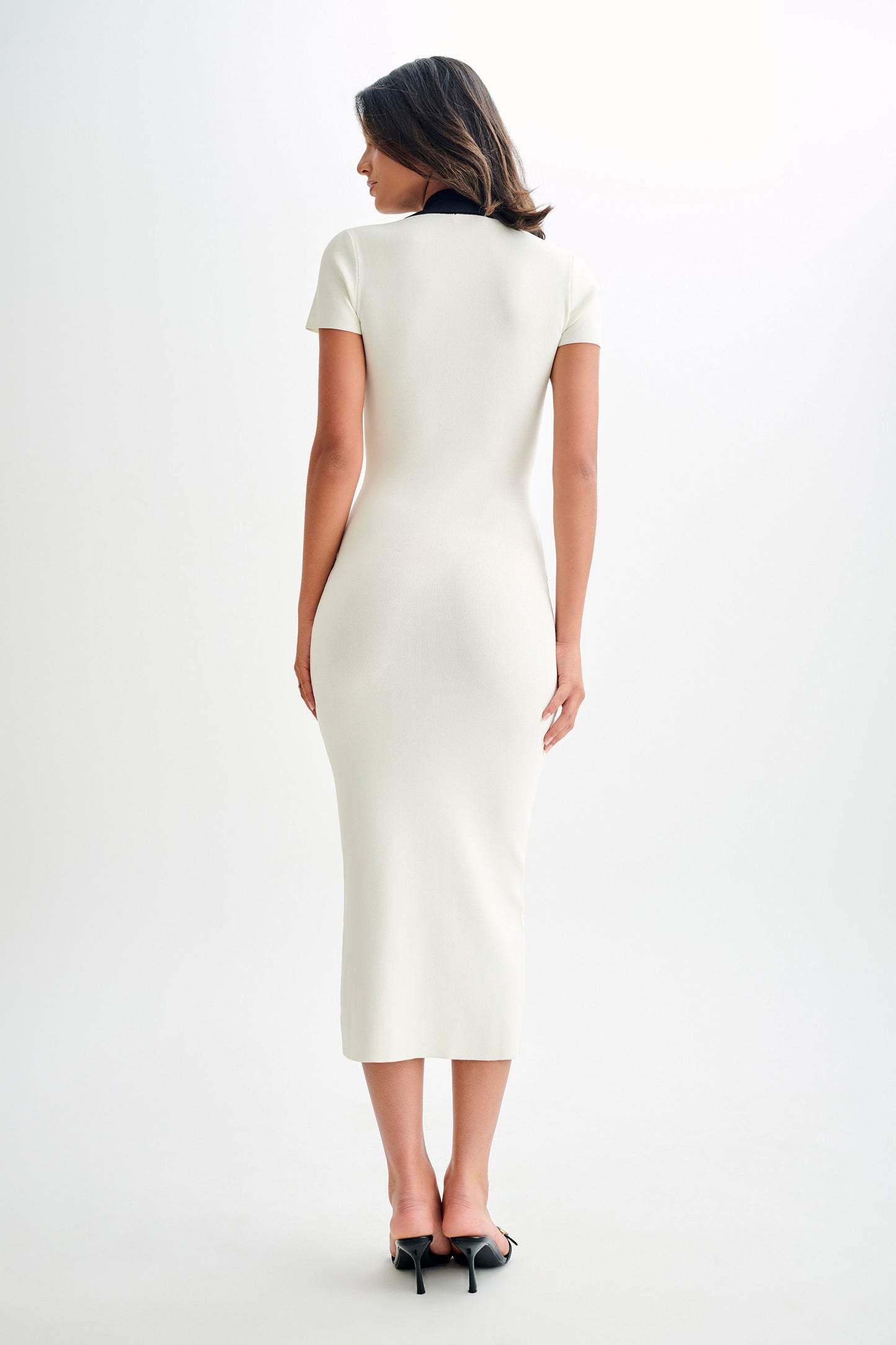 Robe Maxi Contrastante à Col Jessamine - Ivoire