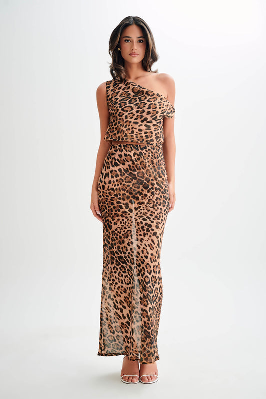 Jupe Maxi en Chiffon Yvonne - Motif Léopard
