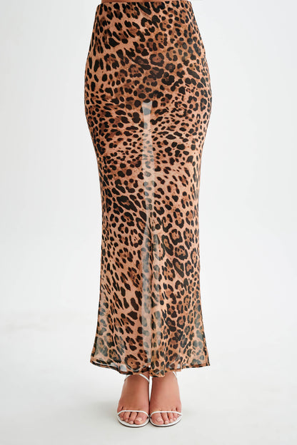 Jupe Maxi en Chiffon Yvonne - Motif Léopard