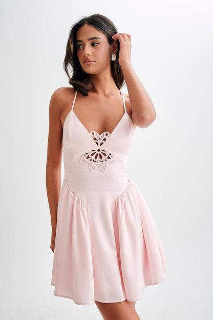 Mini-robe en coton Muriel avec crochet - Rose poudré