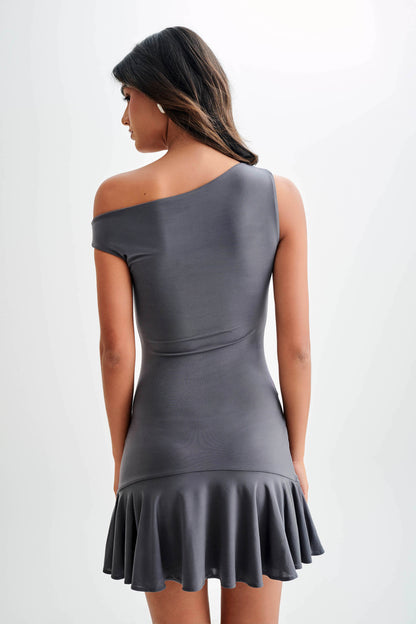 Mini-robe moulante Irving à épaules dénudées - Gris anthracite foncé