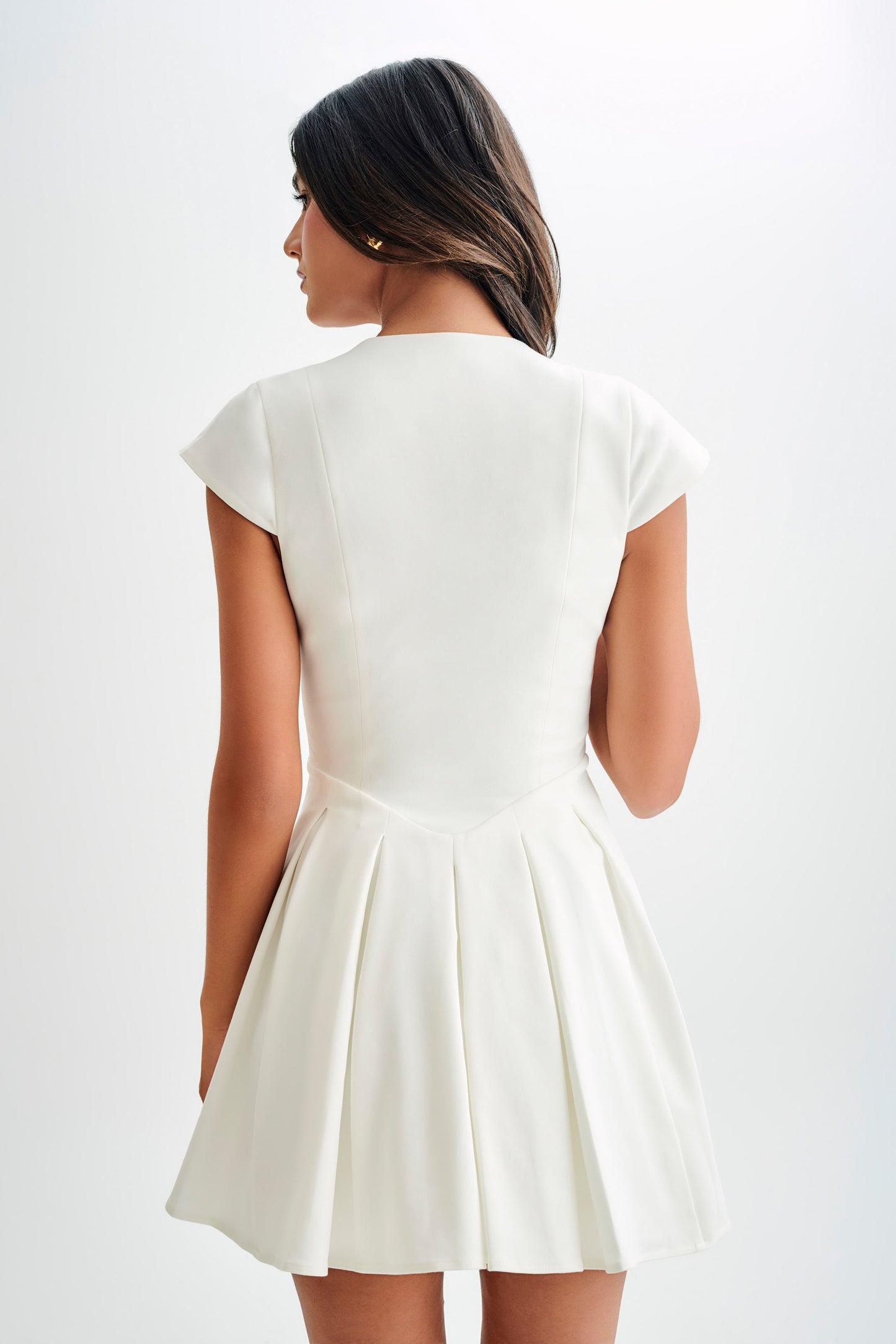 Mini-robe blanche à manches courtes en coton Keely