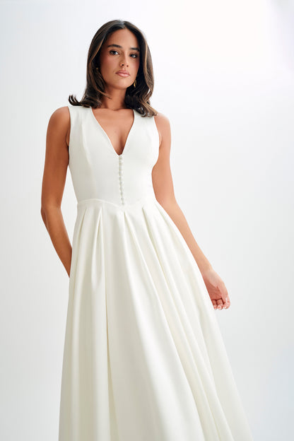 Robe midi sans manches en coton Keely - Blanc