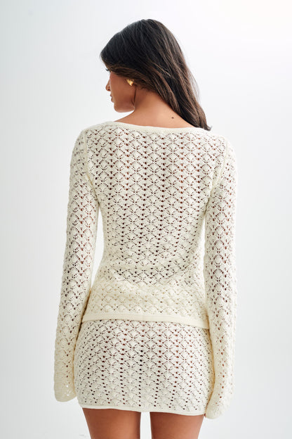 Jupe mini en tricot trapèze Murphy - Blanc