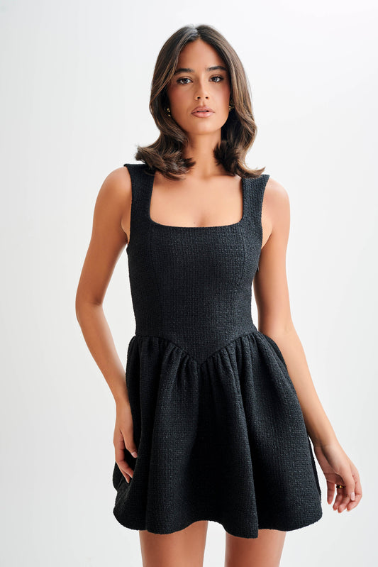 Mini-robe Jennifer en bouclette - Noir