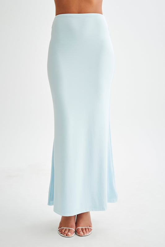 Jupe Maxi Bruna en Mousseline de Soie à Poil de Poisson - Bleu Ciel