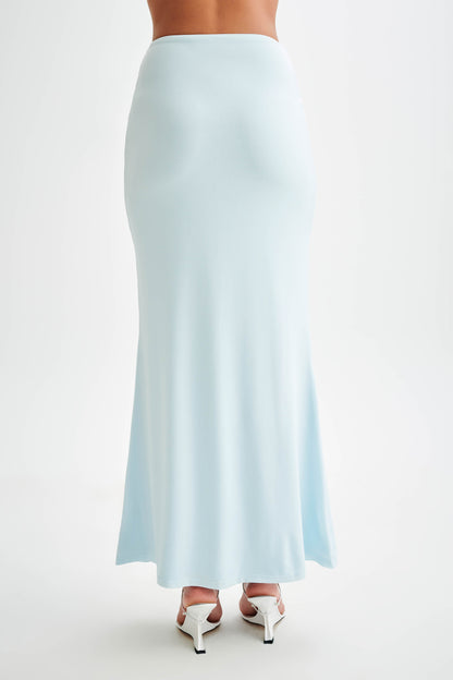 Jupe Maxi Bruna en Mousseline de Soie à Poil de Poisson - Bleu Ciel