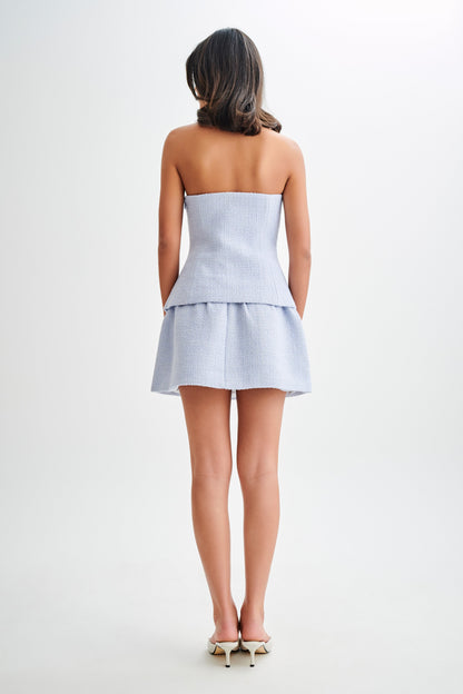 Jupe mini bouclette à volants Cyrus - Bleu ciel