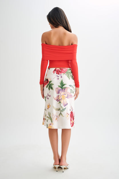 Prue Haut à manches longues à épaules dénudées et à volants - Grenade