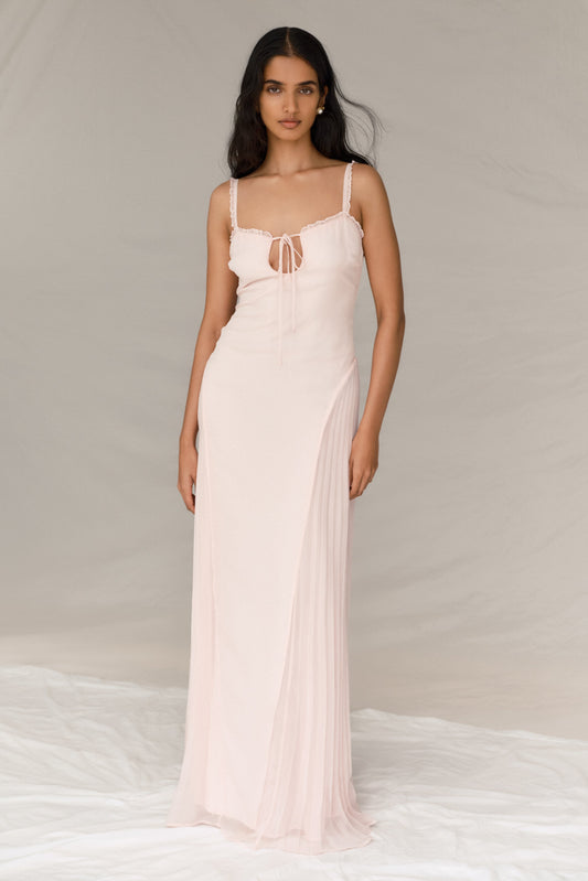 Robe Maxi en Chiffon Saira - Rose Poudré