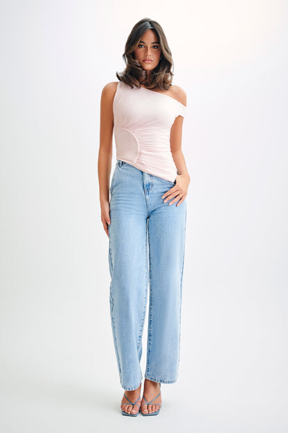 Top Irving à épaules dénudées et effet fluide - Rose poudré