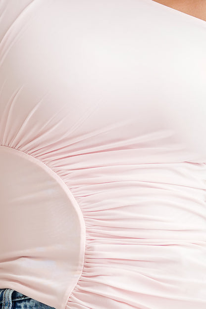 Top Irving à épaules dénudées et effet fluide - Rose poudré