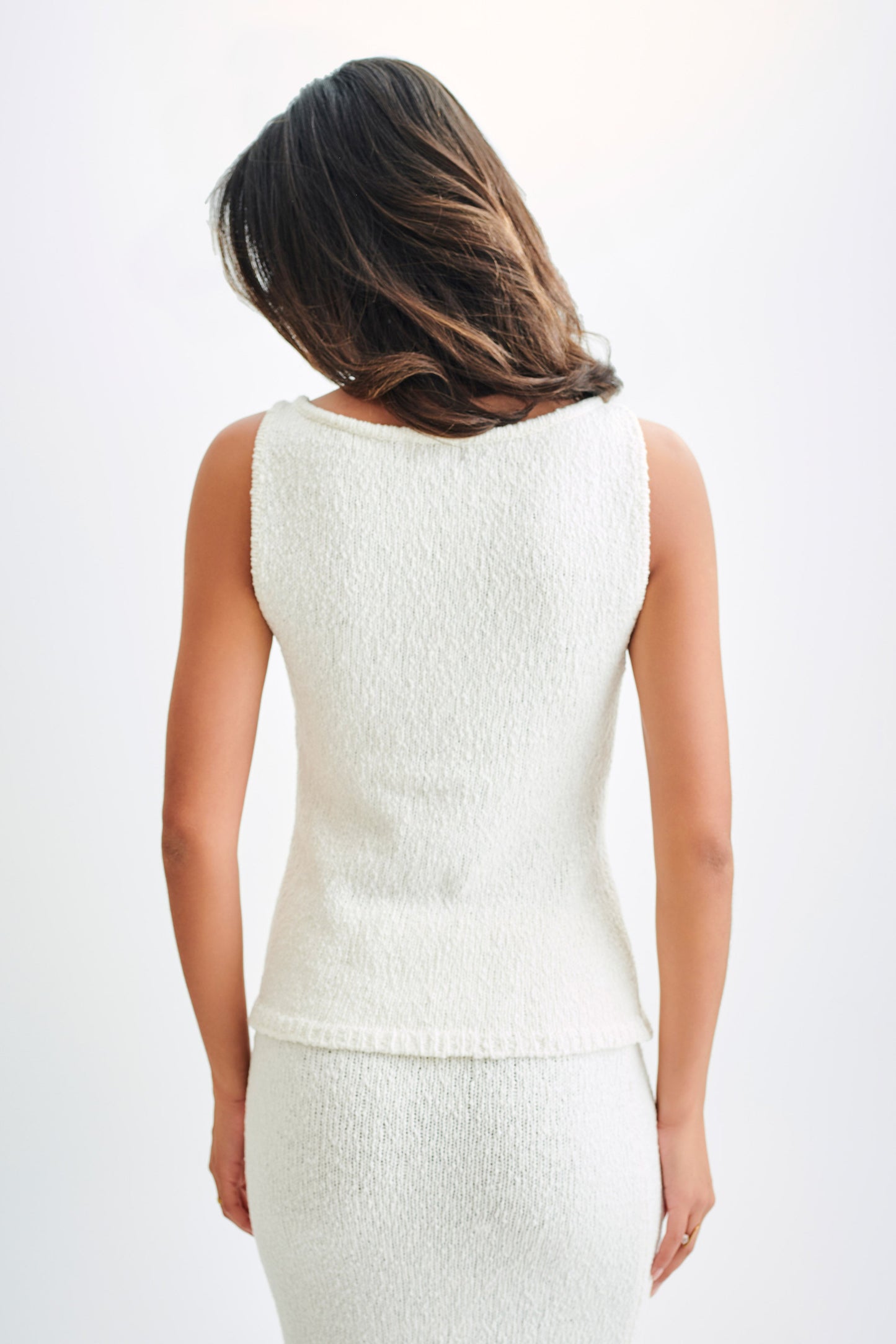 Gilet long Mackie en bouclette - Blanc
