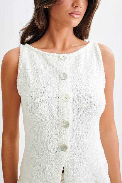 Gilet long Mackie en bouclette - Blanc