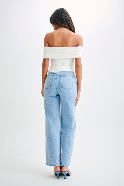 Meena Haut à épaules dénudées en nylon recyclé - Blanc