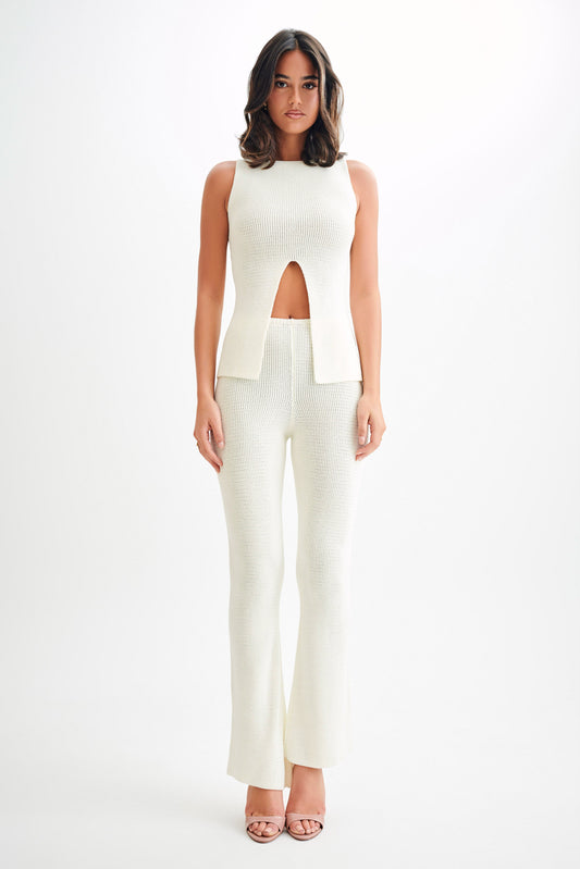 Pantalon en tricot droit Ridley - Ivoire