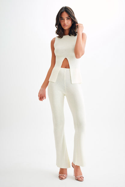 Pantalon en tricot droit Ridley - Ivoire