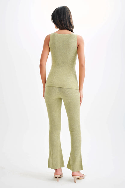 Pantalon en tricot droit Ridley - Vert pastel