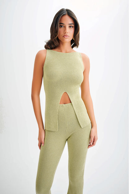 Débardeur en maille Ridley avec fente - Vert pastel