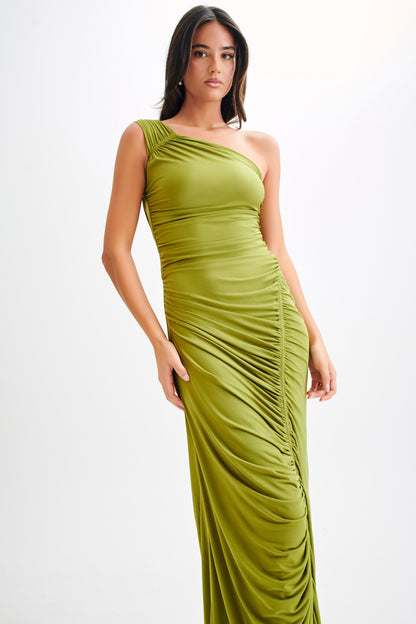 Robe Maxi Capri Gathered Slinky - Olive Vintage