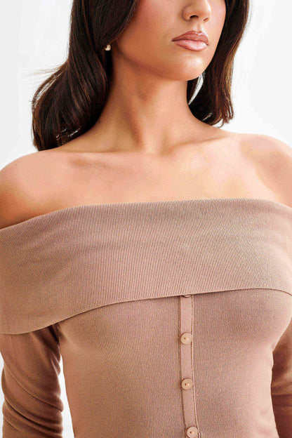 Diedre Haut en Tricot Boutonné à Manches Décolletées - Pécane