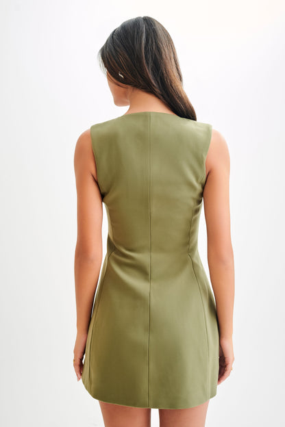 Mini-robe Lysandre en crêpe - Vert olive militaire