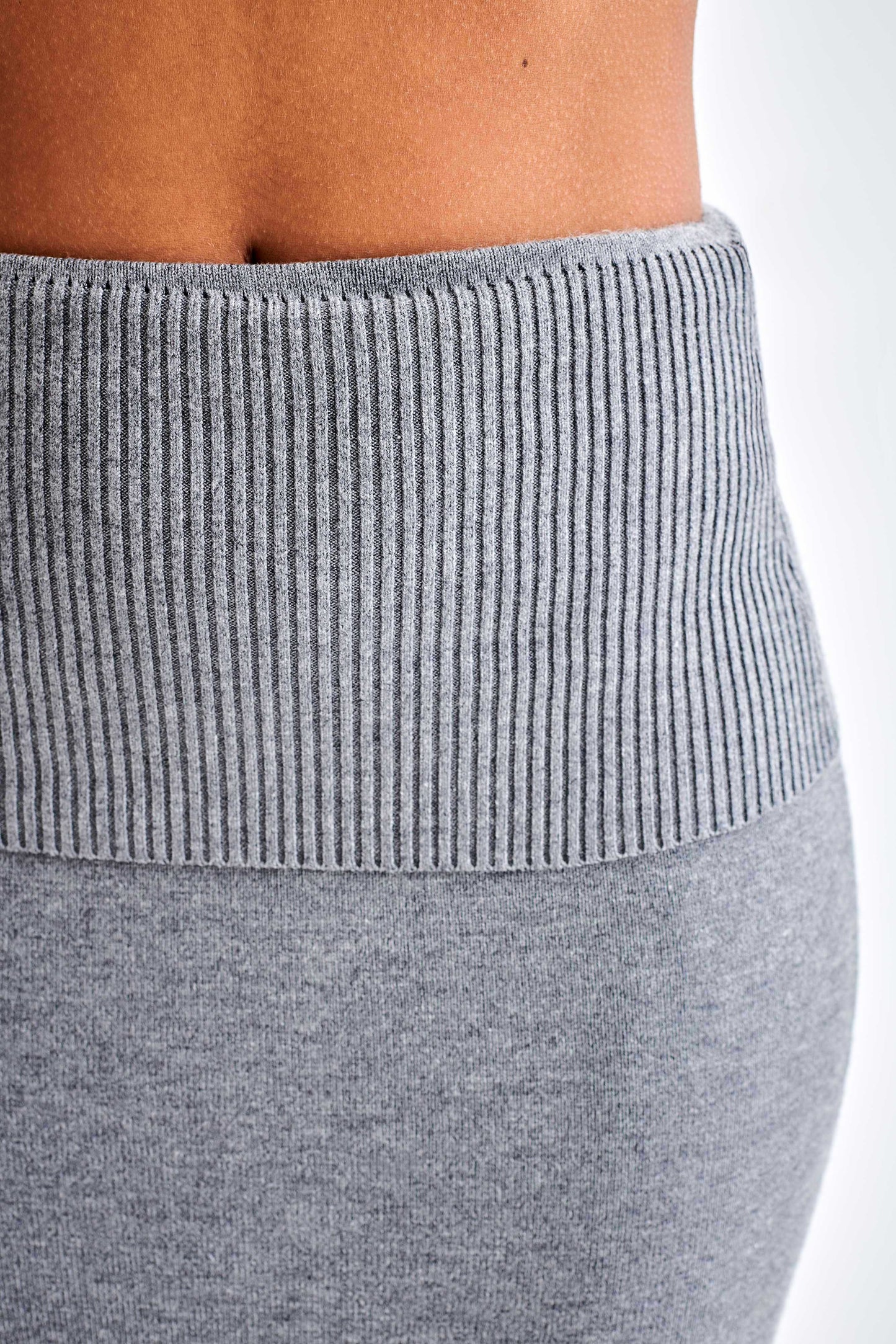 Jupe Maxi Tricotée Karlie avec Taille côtelée - Gris Anthracite