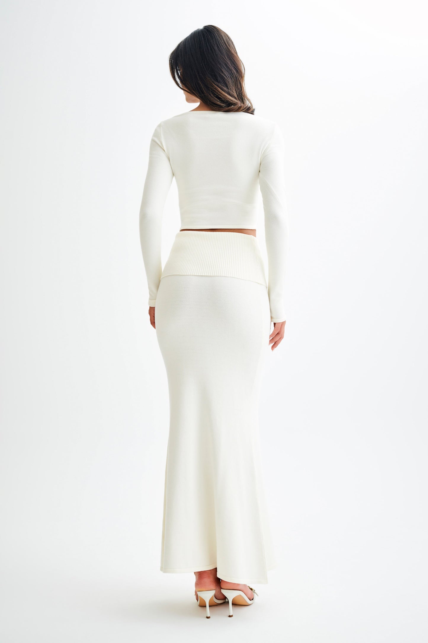 Jupe Maxi Tricotée Karlie avec Taille côtelée - Ivoire