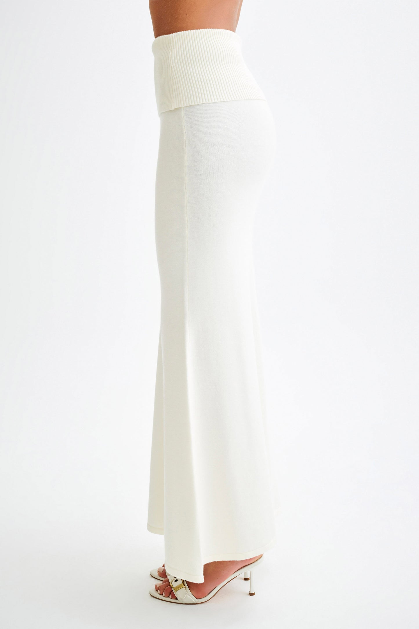 Jupe Maxi Tricotée Karlie avec Taille côtelée - Ivoire
