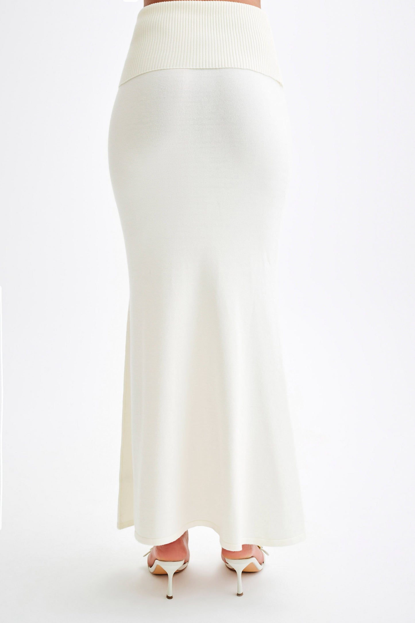 Jupe Maxi Tricotée Karlie avec Taille côtelée - Ivoire