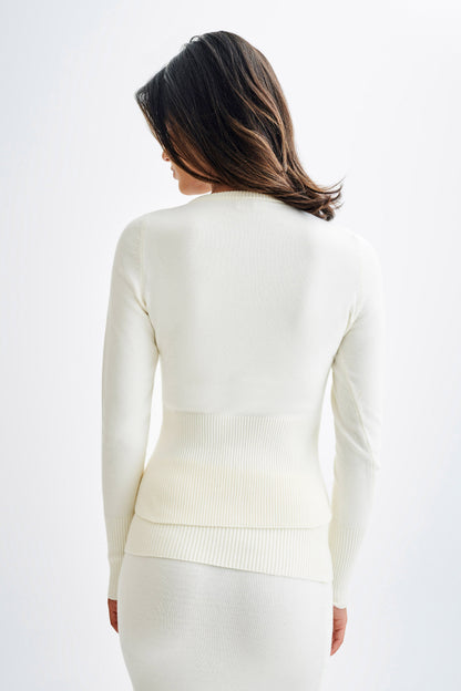 Reese, cardigan en tricot ajusté - Ivoire