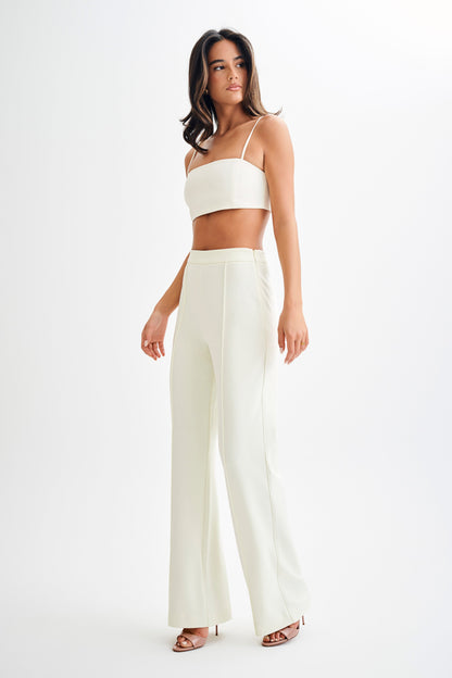 Pantalon large plissé Antonia - Ivoire
