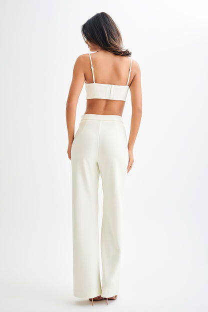 Pantalon large plissé Antonia - Ivoire