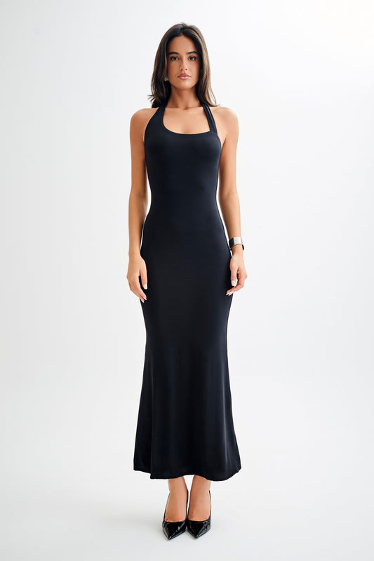 Robe Maxi Asymétrique et Étroite Marianne - Noir